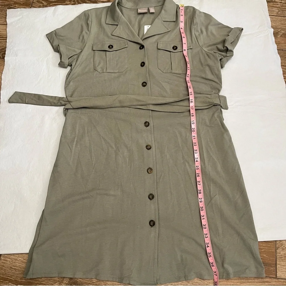 Chico’s Green Safari Shirt Dress NWT